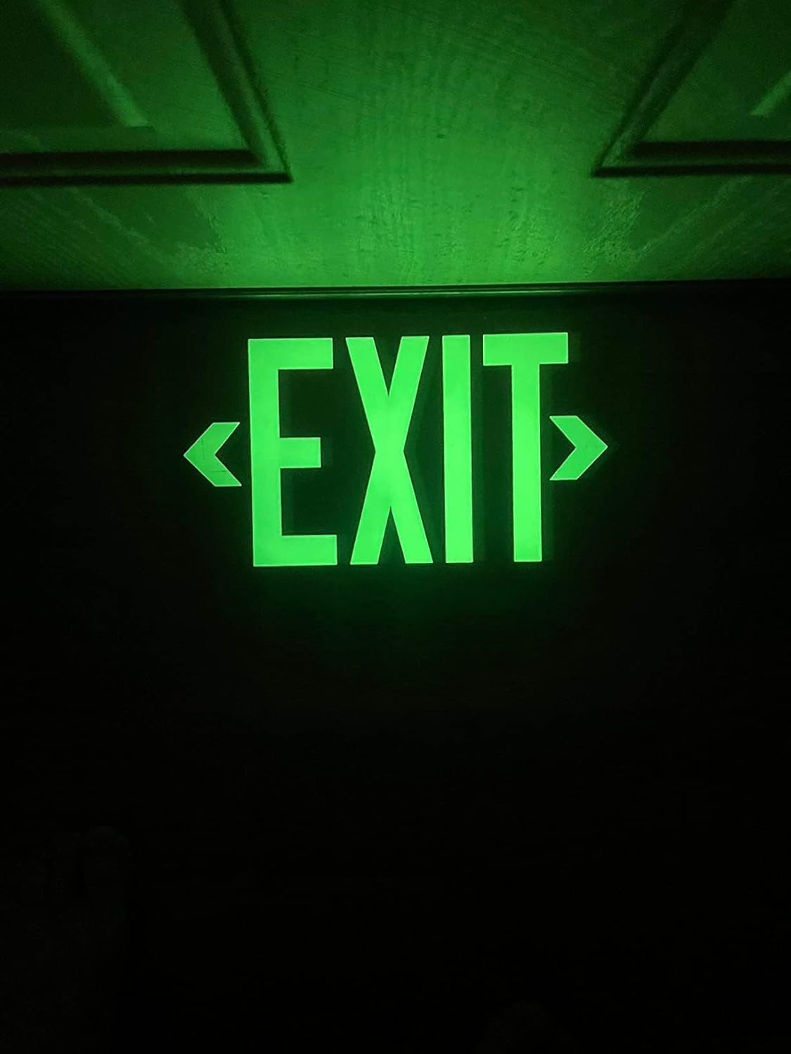 Photoluminescent Exit Sign Black, 14.25"x 7.5" Glow In The Dark Exit Signs Aluminum with 8pcs