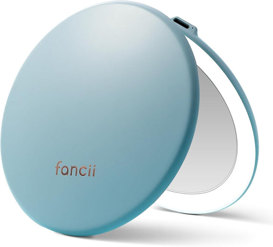 Fancii Taylor Rechargeable Compact Makeup Mirror with LED Lights, 10x /1x Magnifying, 3 Light