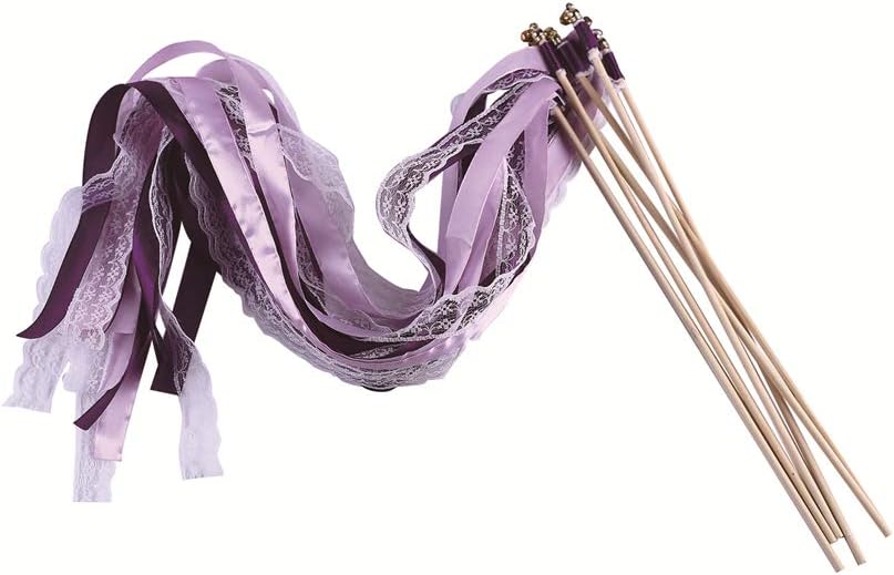 30pcs Lace Ribbon Stick Wands Christmas Birthday Party Streamers Wands Fairy Stick for Wedding