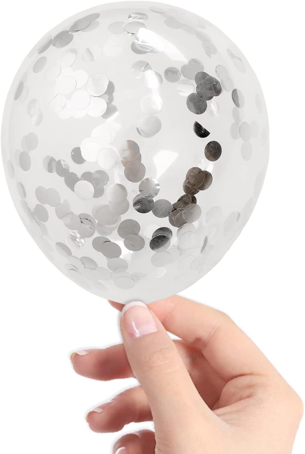 Silver Confetti Balloons, 40 Pcs 5 Inch Clear Balloons with Confetti Inside for Graduation