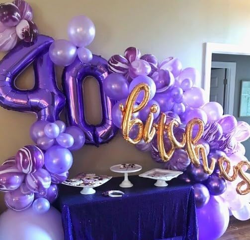 40 Inch Purple Large Number 4 Birthday Balloon, Giant Number Four 14 24 34 40 44 Balloons, Foil