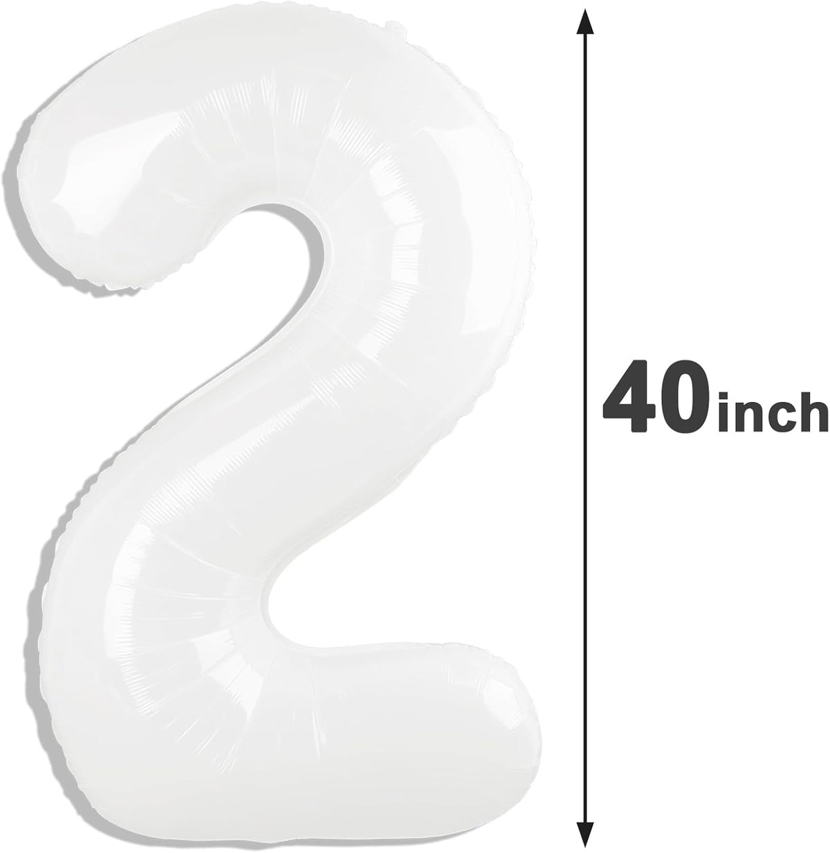 White 40 Inch Big Number Balloon Birthday Decoration, Number 2 Helium Balloon 12 20 22 23 24 26