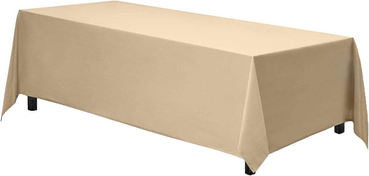Gee Di Moda Rectangle Tablecloth - 70 x 120 Inch Beige Table Cloth for 6-Foot Rectangular Table