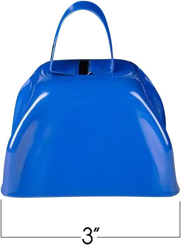 ArtCreativity 3 Inch Blue Metal Cowbell Noisemakers (Pack of 12) Loud Metal Cowbell Noise Makers
