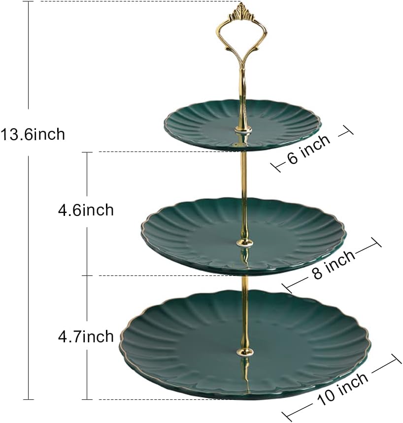 Sweejar 3 Tier Ceramic Cake Stand Wedding, Dessert Cupcake Stand for Tea Party Serving Platter