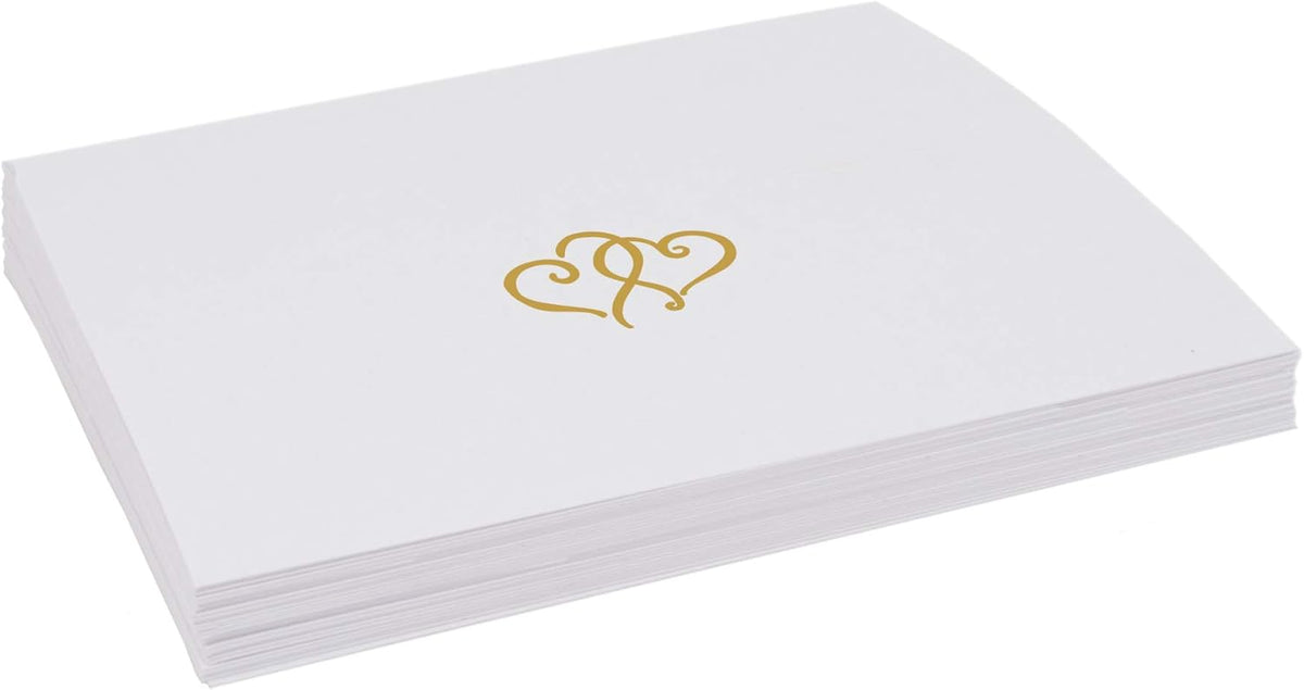 Linked Hearts Place Cards, Gold (Choose Color), Set of 25, Pre-cut and Scored - Wedding, Party
