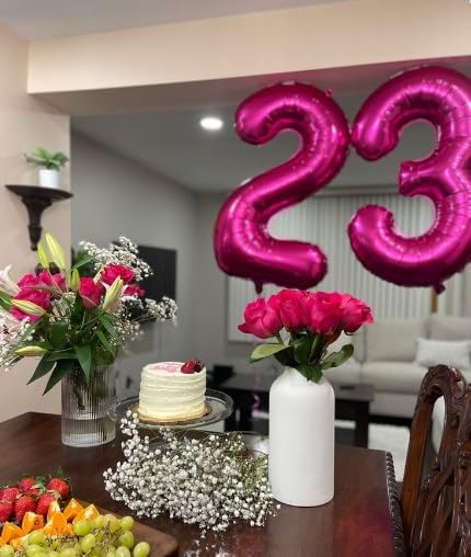 40 Inch Hot Pink 3 Large Number Balloon, 3 13 23 30 33 36 38 Hot Pink Birthday Party Decorations
