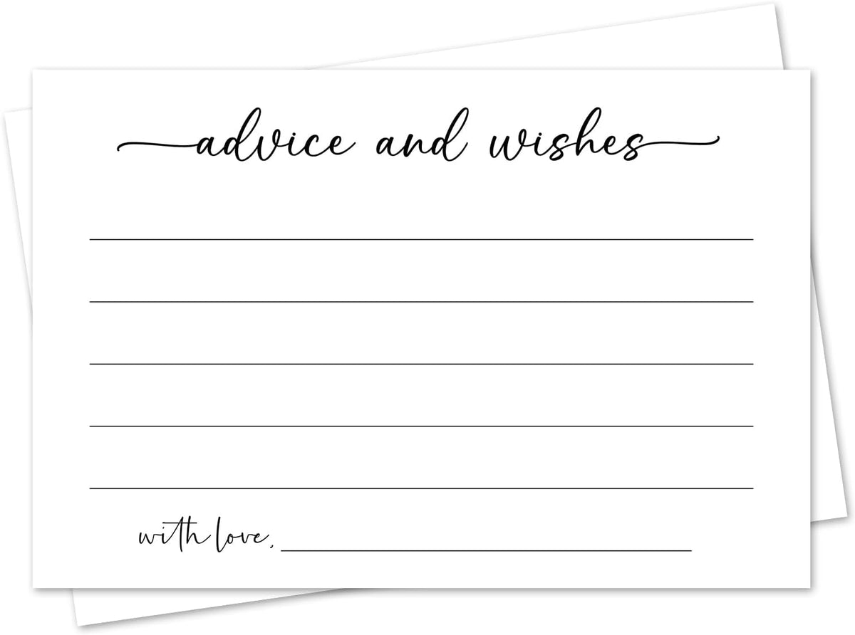 White Advice and Wishes Card, Advice Cards for The Bride and Groom, Bridal Shower,Wedding or Baby