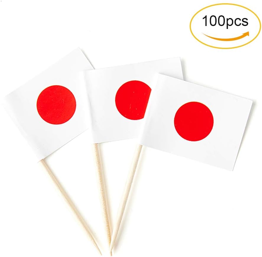 Japan Flag Japanese Flag, Small Mini Japan Toothpick Flags for Food, Cupcakes, Cocktails