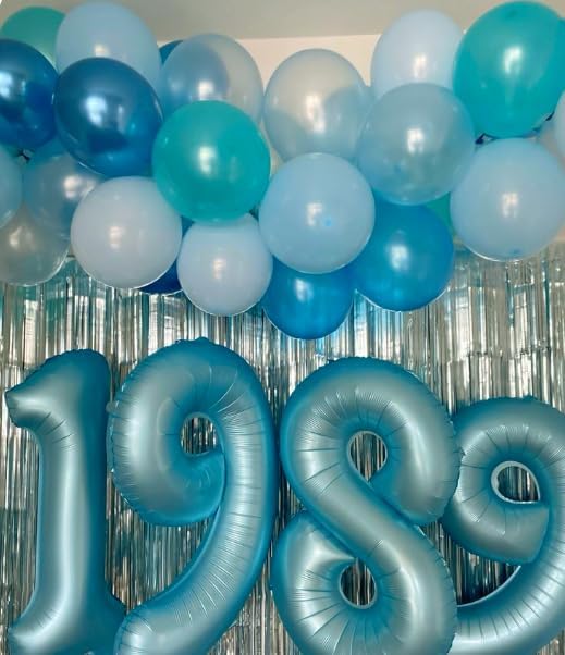 Pearl Blue 8 Number Balloon,Foil Number 8 Balloon 40 Inch, Helium Mylar Eight Number 8 18 28 38 48
