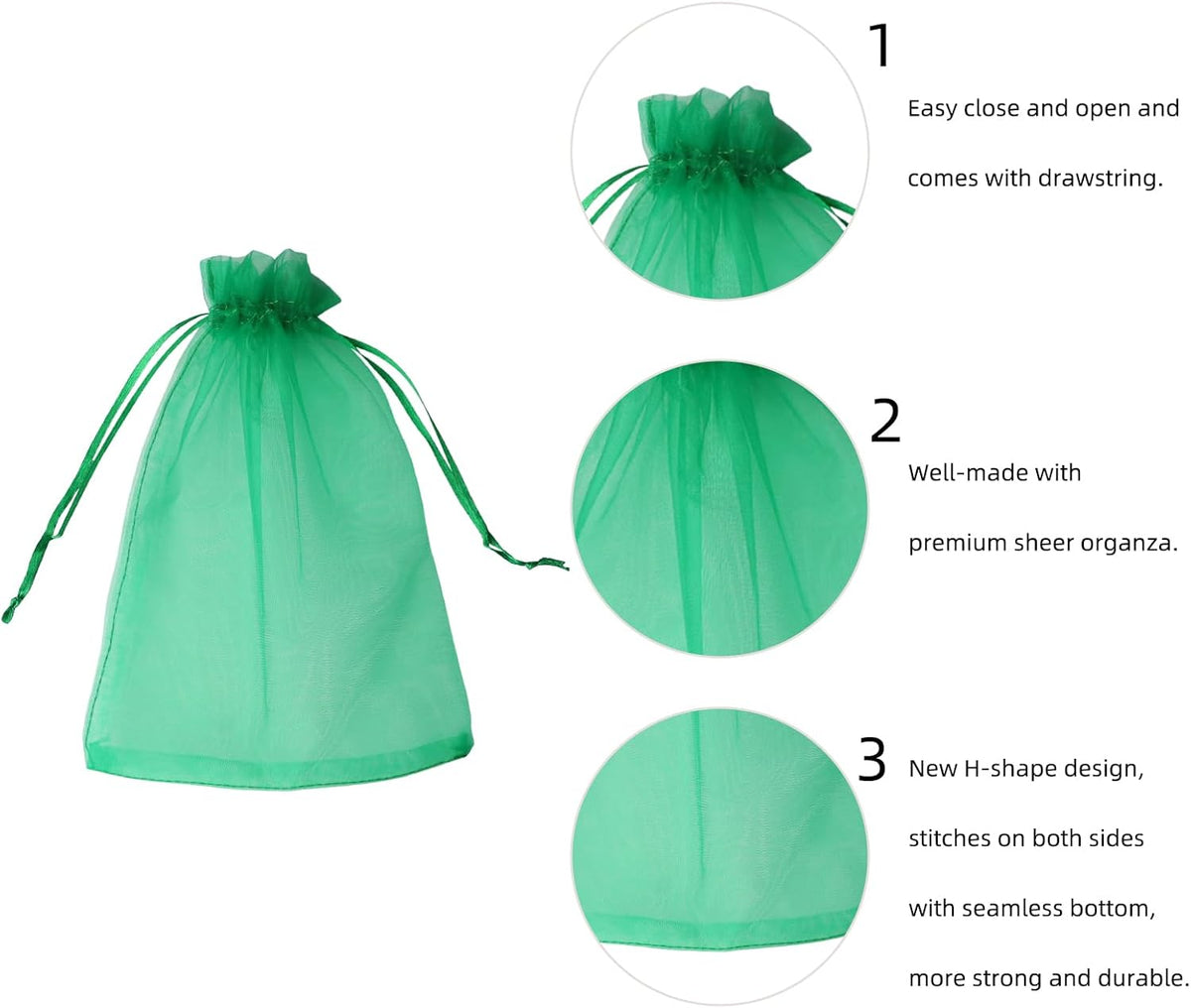 Wudygirl 100PCS 5X7 Inch Sheer Organza Bags with Drawstring - Favor Bags for Jewelry, Wedding