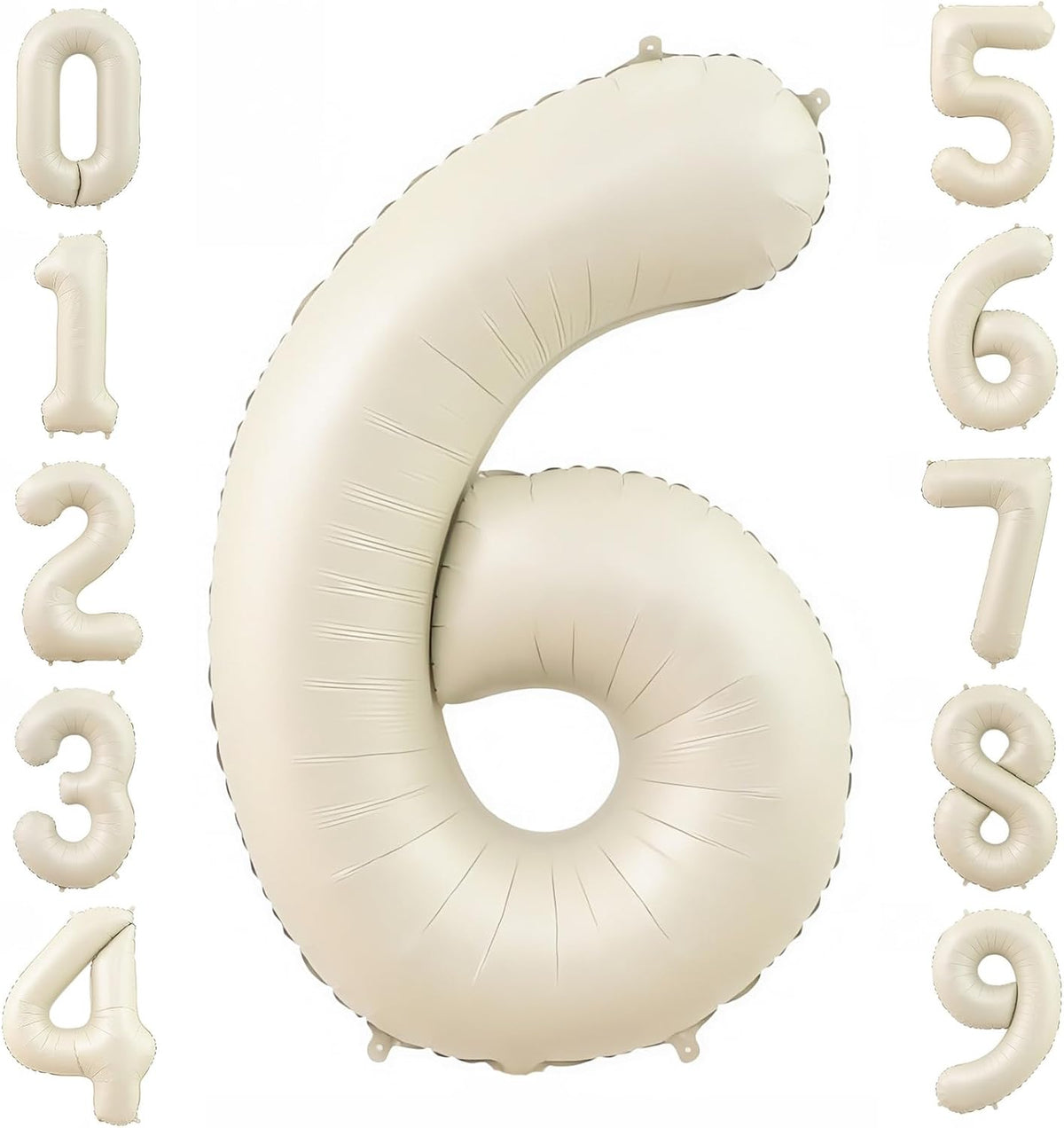 Cream 6 Balloon Number 40 Inch Cream White Number 6 Balloon Helium Mylar 6 Balloon for Birthday