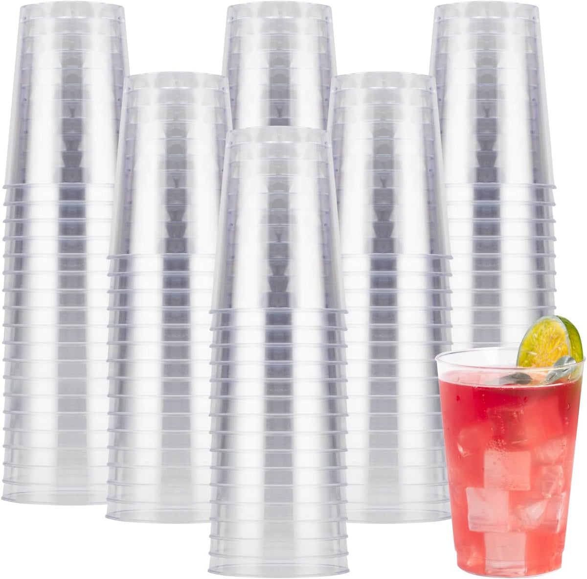 Goodluck 200PCS 10oz Clear Plastic Cups for Party, Disposable Clear Plastic Cups, Cocktail Glasses