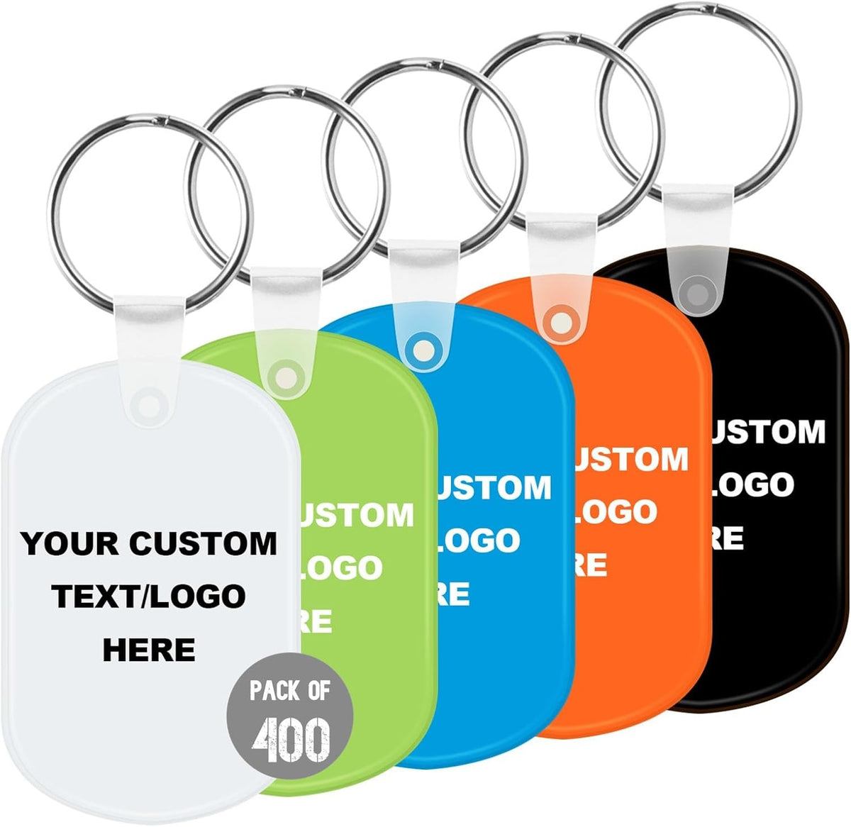 Custom Oval Soft Keychains 400 Pack, Personalized Logo, Text Bulk - Perfect for Tradeshows, Party