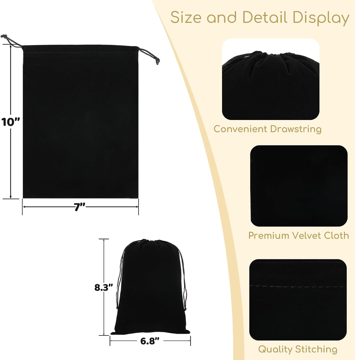 Velvet Drawstring Jewelry Bag, 50Pcs Black Dice Bag, 7x10 Tarot Card Holder, Or Wrapping Halloween