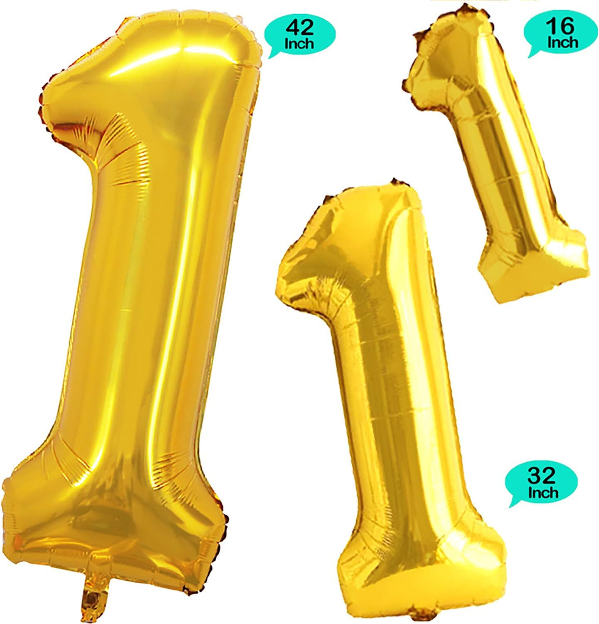 GOER Gold Foil Balloons Number 1,Huge Number Balloons for 1st 11st Birthday Party Supplies
