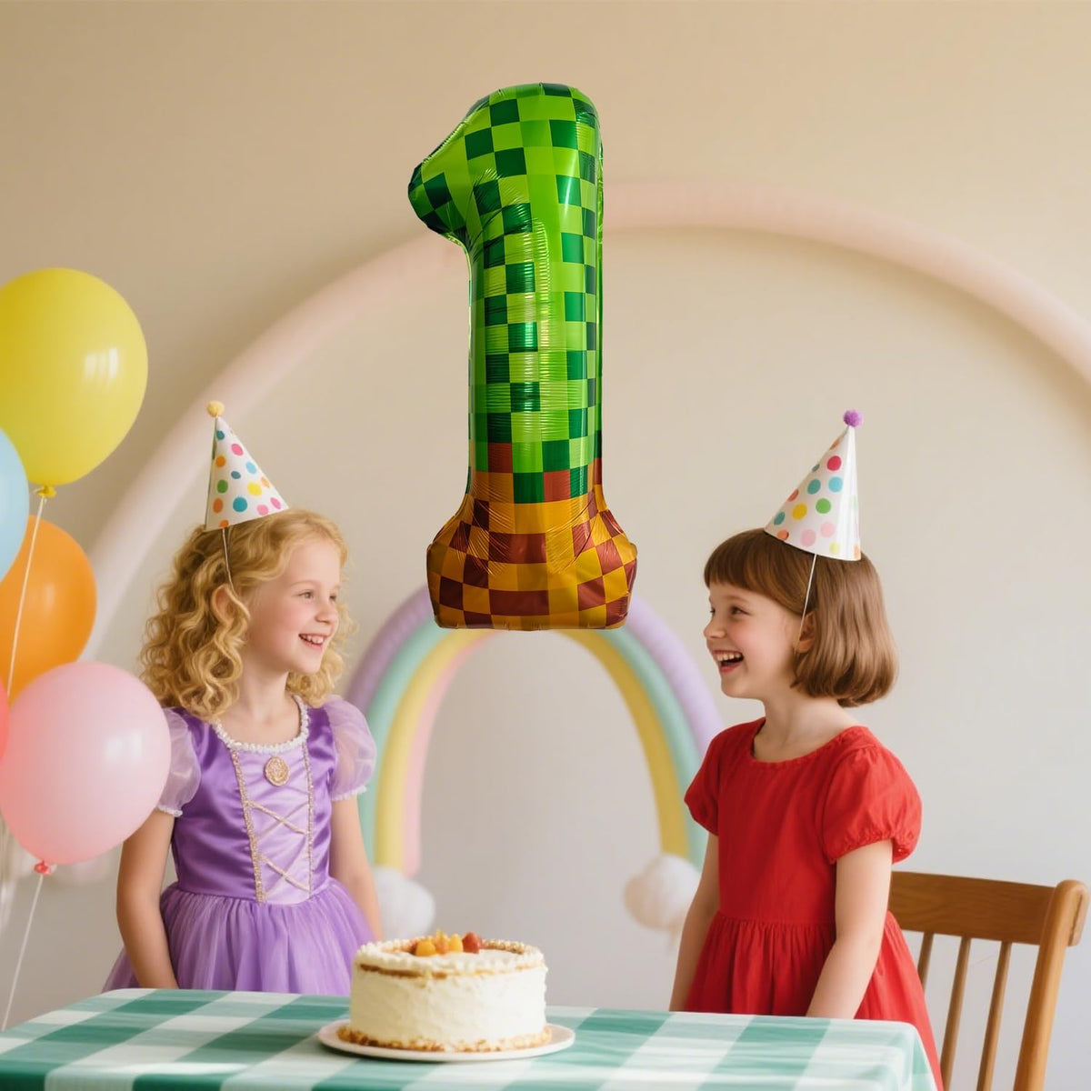 Pixel & TNT Theme 40in Giant Number Balloons - Foil Mylar Birthday Party Decorations for Kids