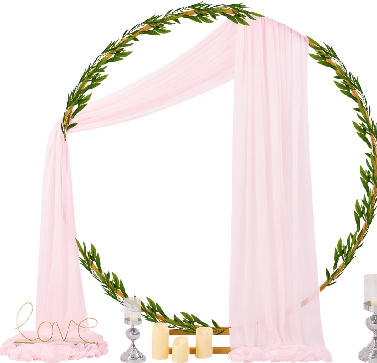 Socomi Blush Pink Wedding Arch Draping Fabric 29" x 20Ft 4 Panels Sheer Outdoor Curtain Drapes