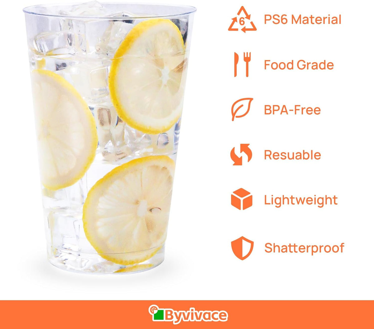 100Counts 12 OZ. Hard Plastic Cups Fancy Disposable Cups for Party, 12 Ounce Clear Elegant Wedding