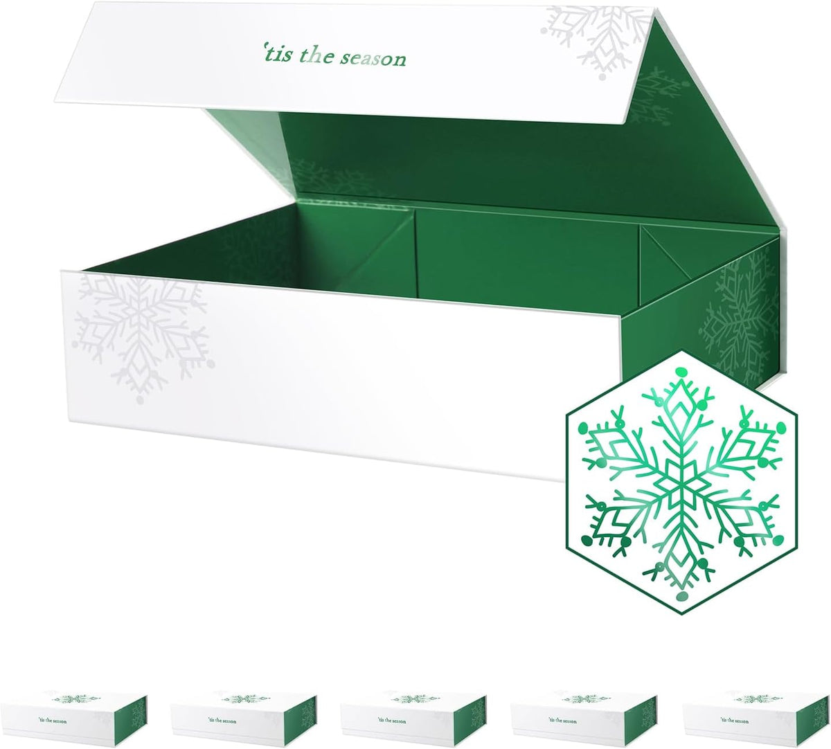 PACKHOME 6 Christmas Gift Boxes 13x9.7x3.4 Inches, Large Gift Boxes with Lids, Sturdy Shirt Boxes