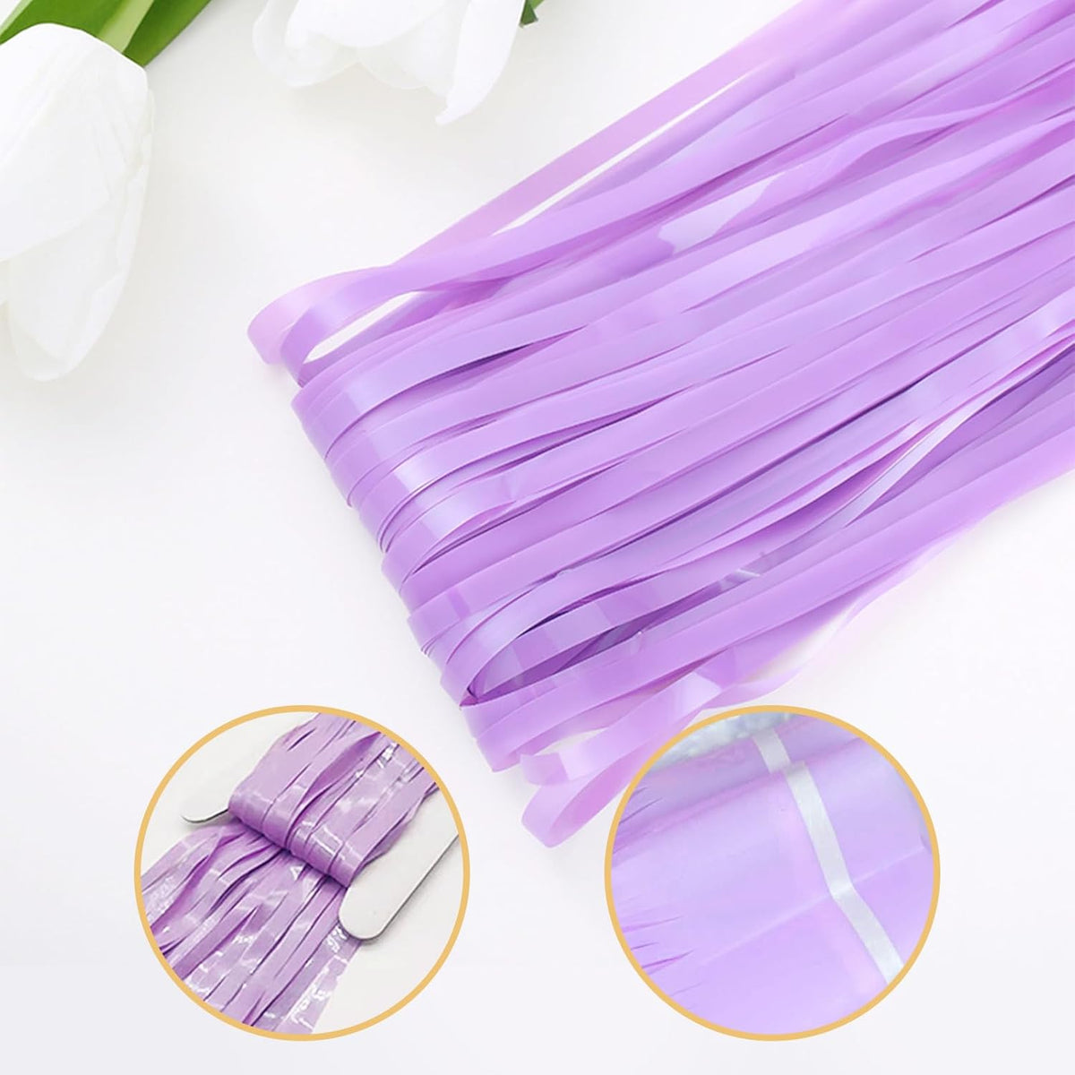 5 Pack Purple Foil Curtain Backdrop 3.2ft x 8.2ft Tinsel Foil Fringe Curtains Macaron Photo Booth