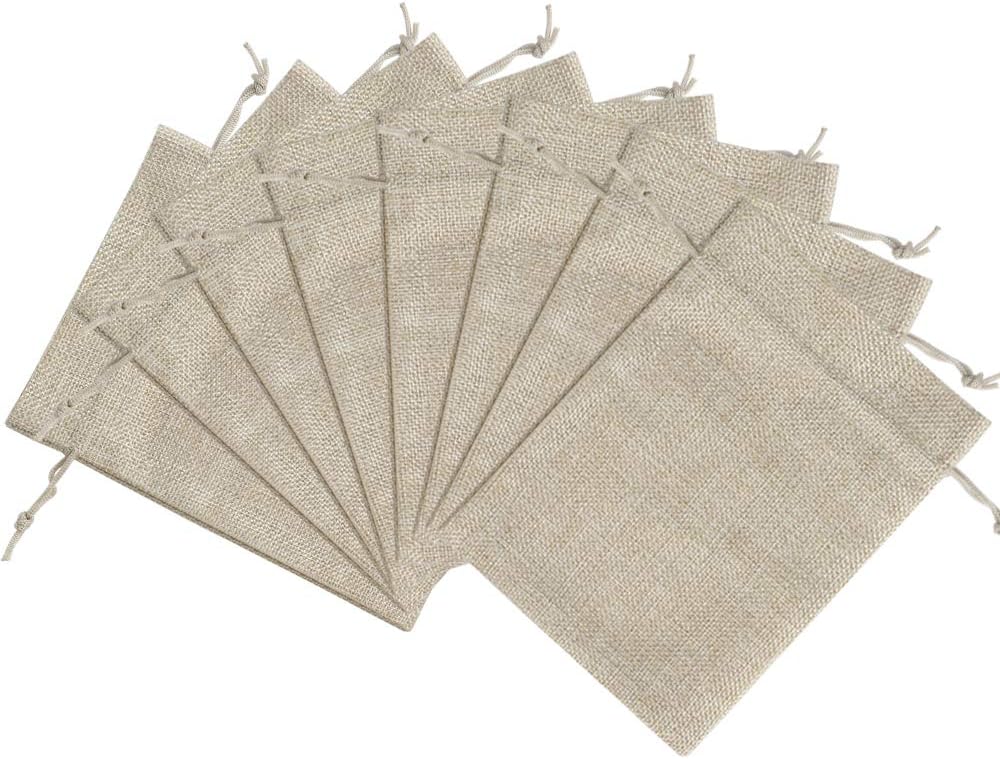 Lucky Monet 25/50/100PCS Burlap Gift Bags Wedding Hessian Jute Bags Linen Jewelry Pouches with