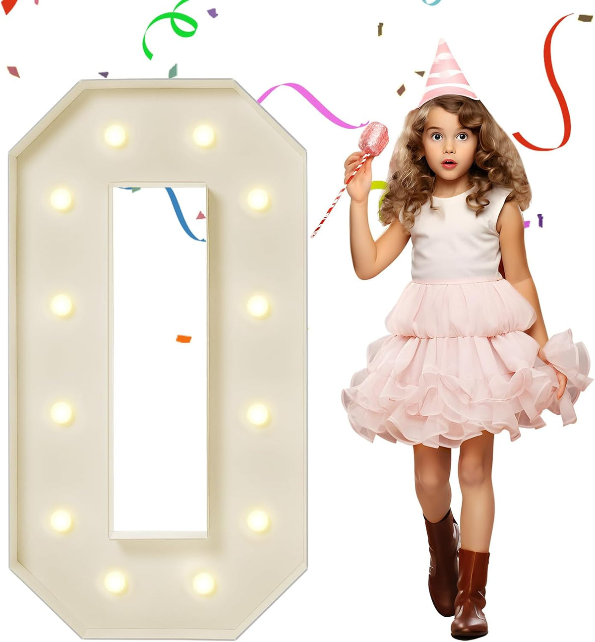 4FT Marquee Numbers, Large Light Up Numbers 0 for 10th 20th 30th Birthday Party Decorations, Big