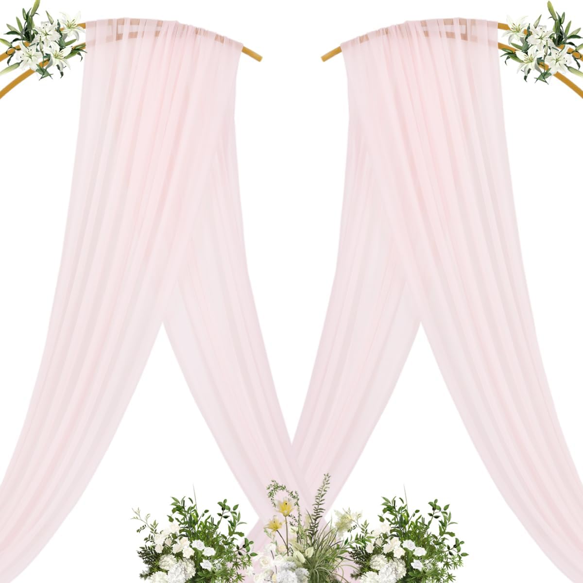 MLMC Blush Pink Wedding Arch Draping Fabric 1 Panel 29" x 20 FT Extra Long Gauze Drapes Sheer