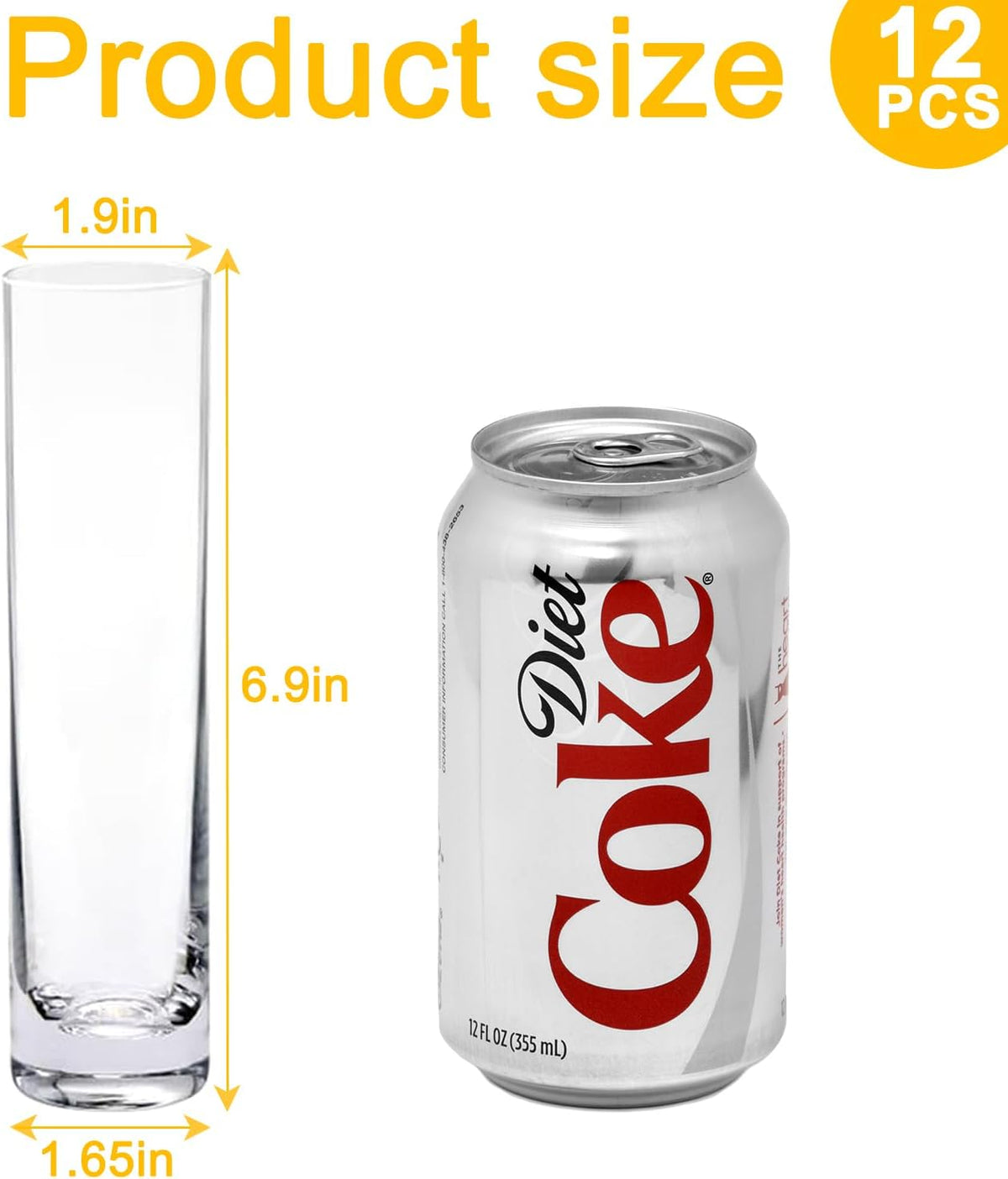 12 Pack 7 Inch Glass Cylinder Bud Vases for Centerpieces Clear Slim Flower Vases Tall Glass
