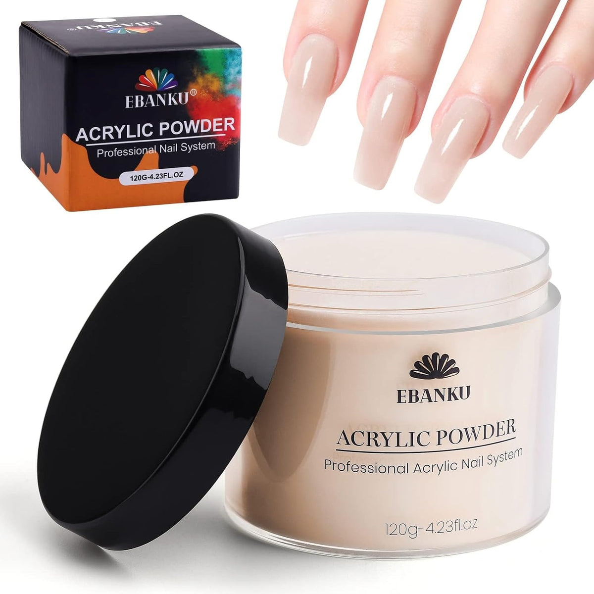 EBANKU Nude Acrylic Powder, 120g/4.23oz Acrylic Powder Large Capacity Professional Acrylic Nail