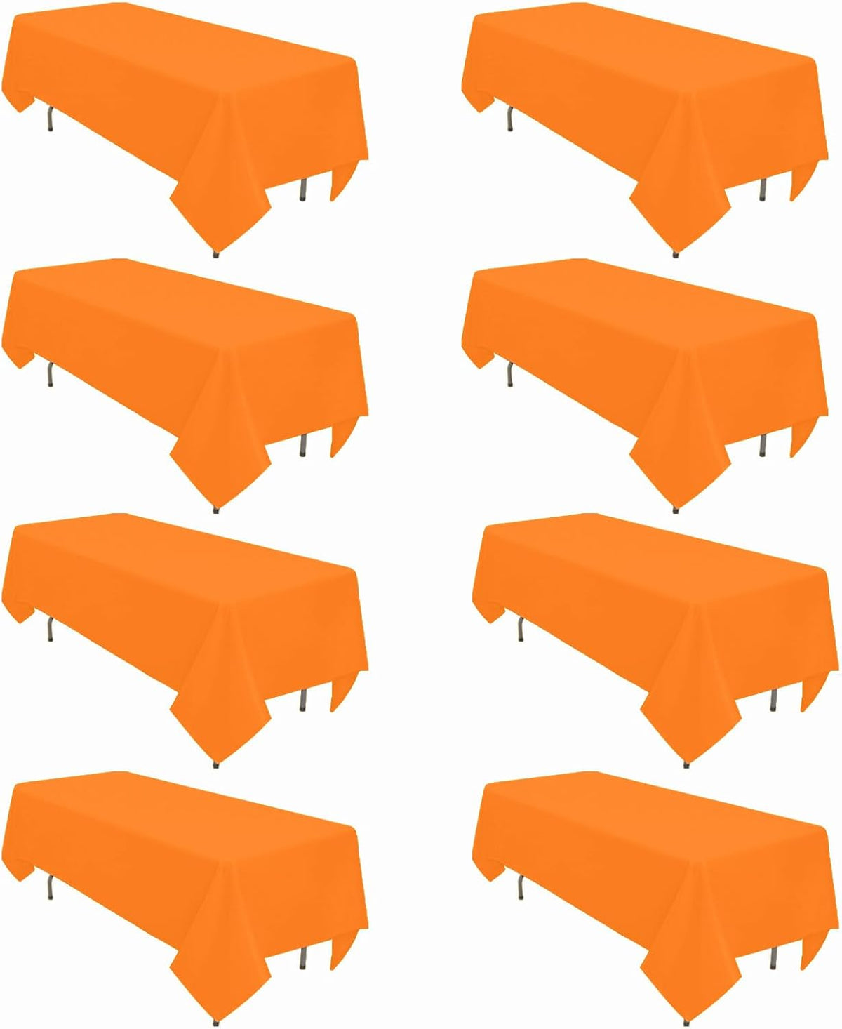 8 Pack Orange Tablecloth 60 x 102 Inch Rectangular Tablecloths for 6 Foot Rectangle Tables, Wrinkle