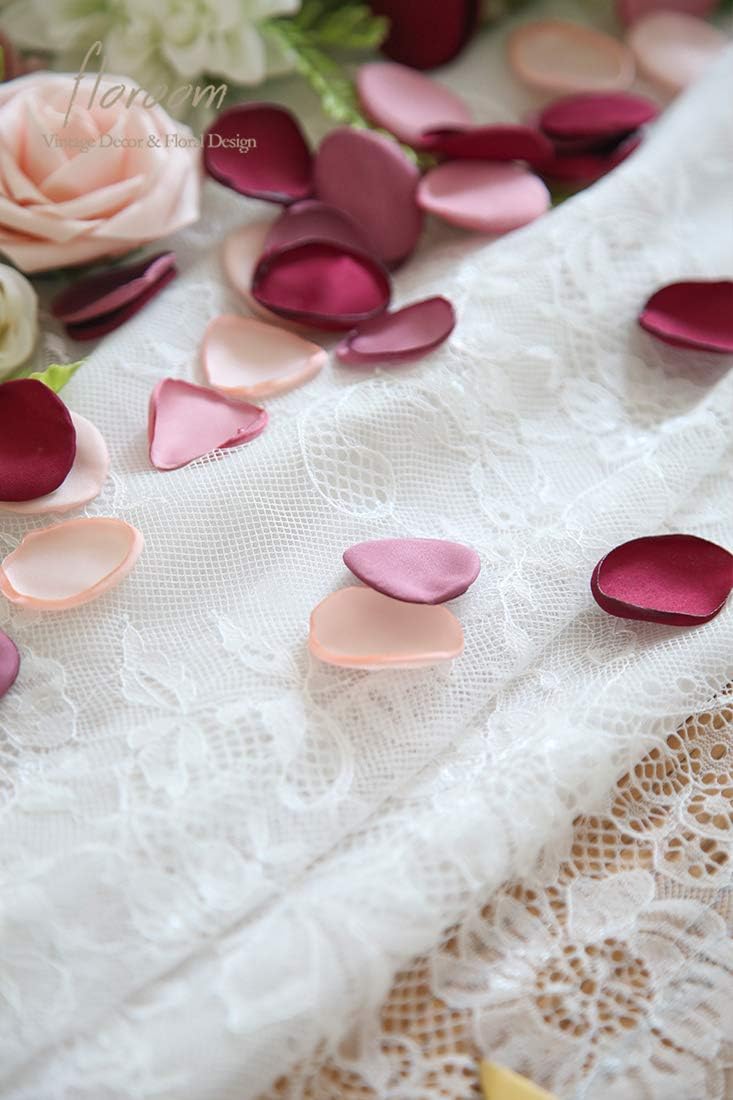 Floroom 500pcs Rose Petals Burgundy Maroon Faux Silk Flower Petals for Wedding Flower Girl Basket