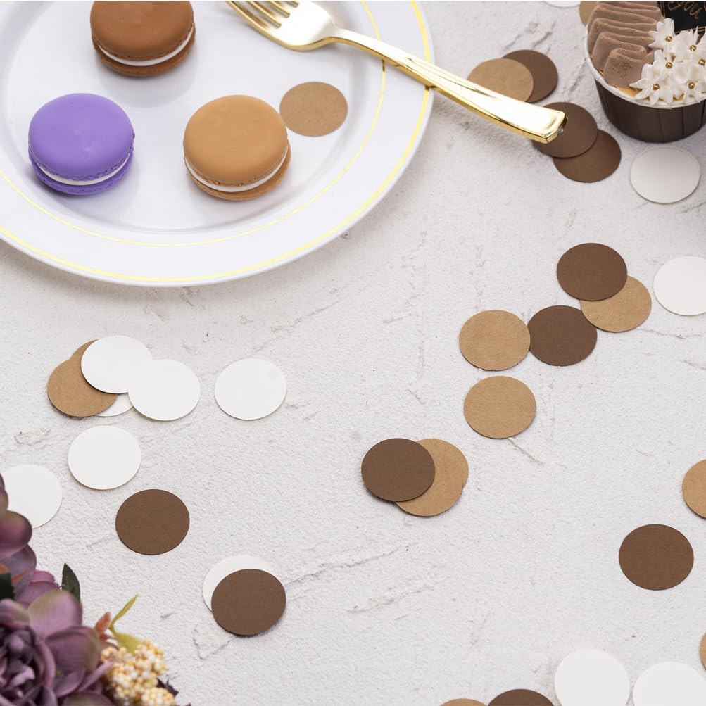 Brown Kraft Tan and Ivory Cream Paper Confetti Table Decoration for Neutral Baby Shower Birthday