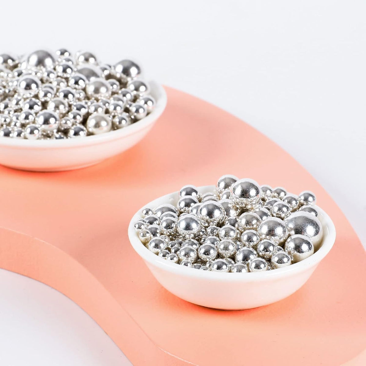Kasvan Silver Pearl Sugar Sprinkles - Edible Candy Pearls 130g/4.58 Oz, Mix Size, Baking Cake