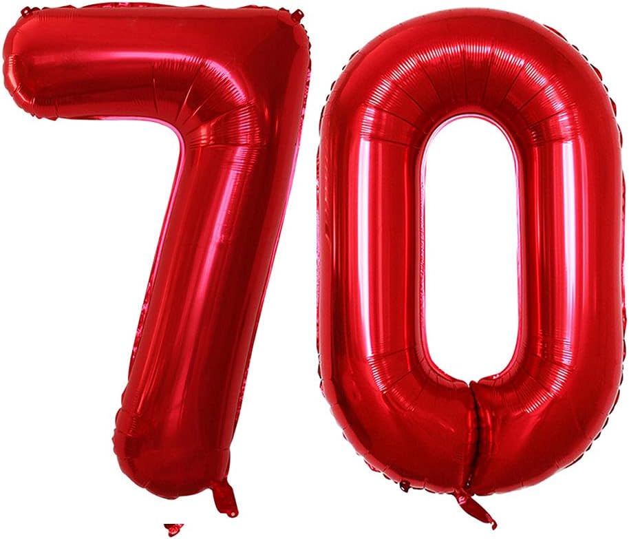 GOER Number 70 Balloons for 70th Birthday Party Decorations,42 Inch Jumbo Foil Helium Balloons for