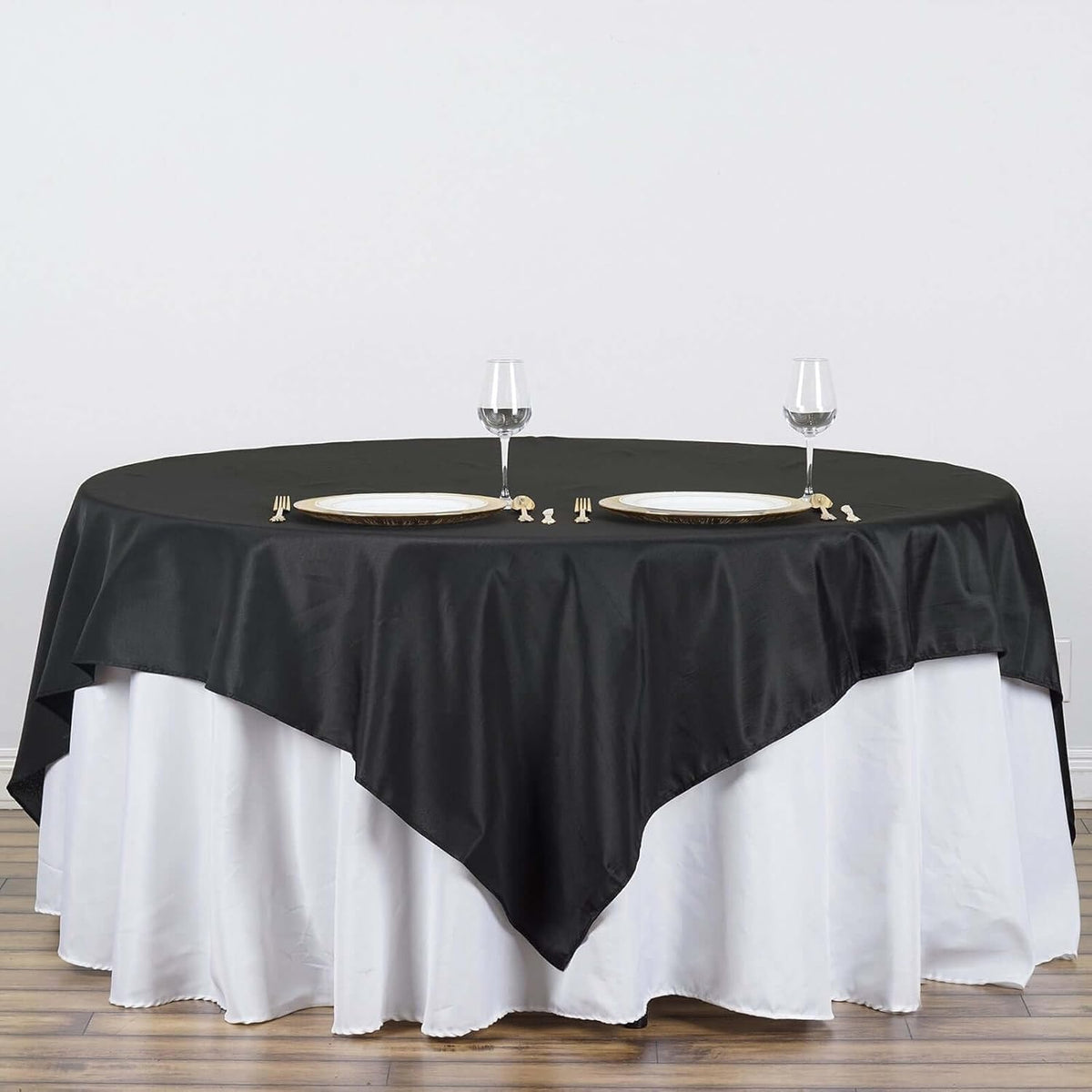 Efavormart 90" Black Wholesale Linens Polyester Square Linen Tablecloth for Kitchen Dining Catering