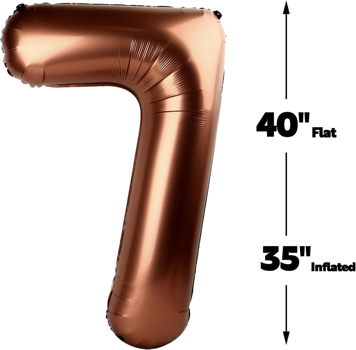 Digital Number 7 Dark Brown Birthday Balloon 40 Inch, Foil Balloons for 7 17 27 70 77 Party