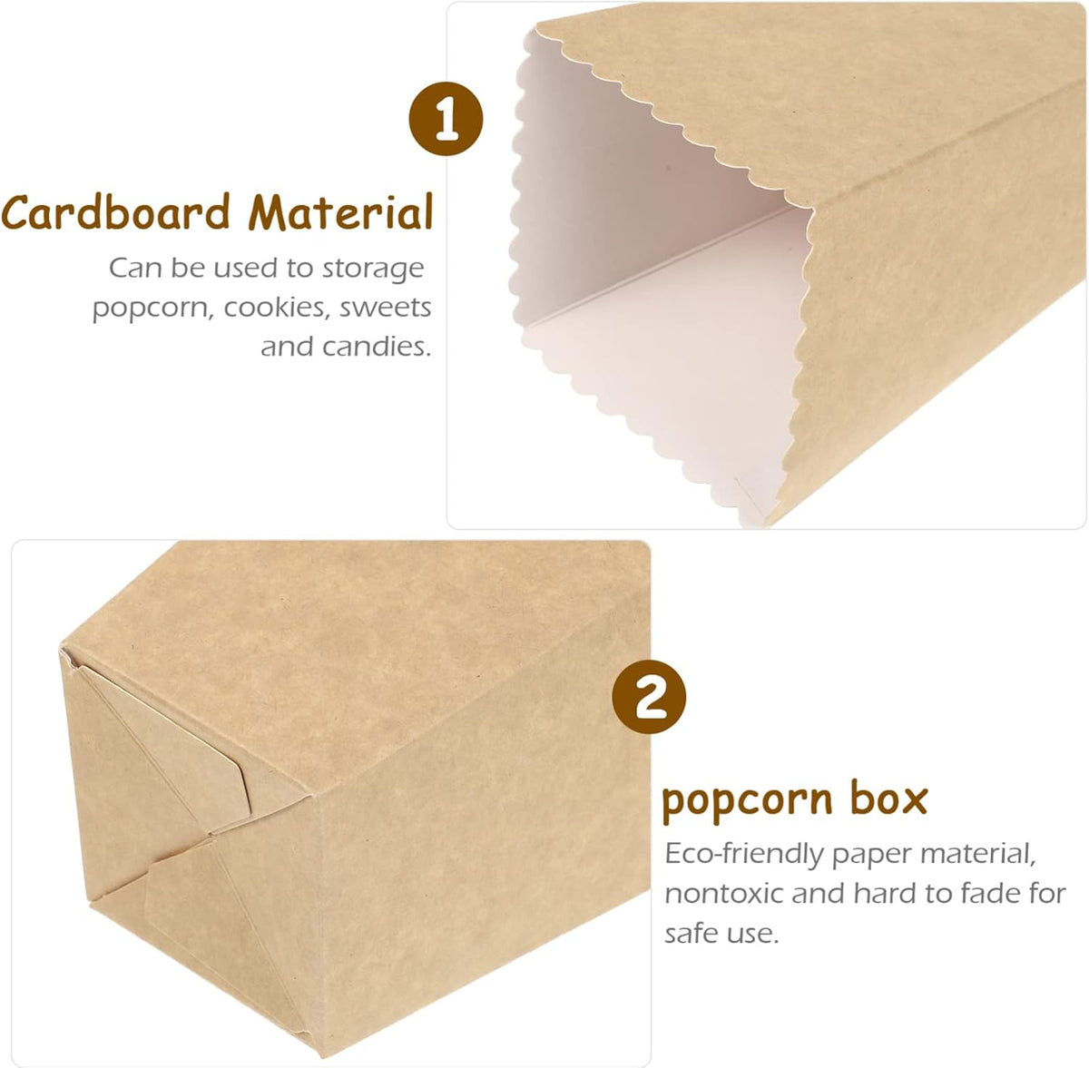 BESTOYARD 50Pcs Paper Popcorn Boxes, 5.3 X 3.5 Inch Individual Serving Snack Containers, Reusable