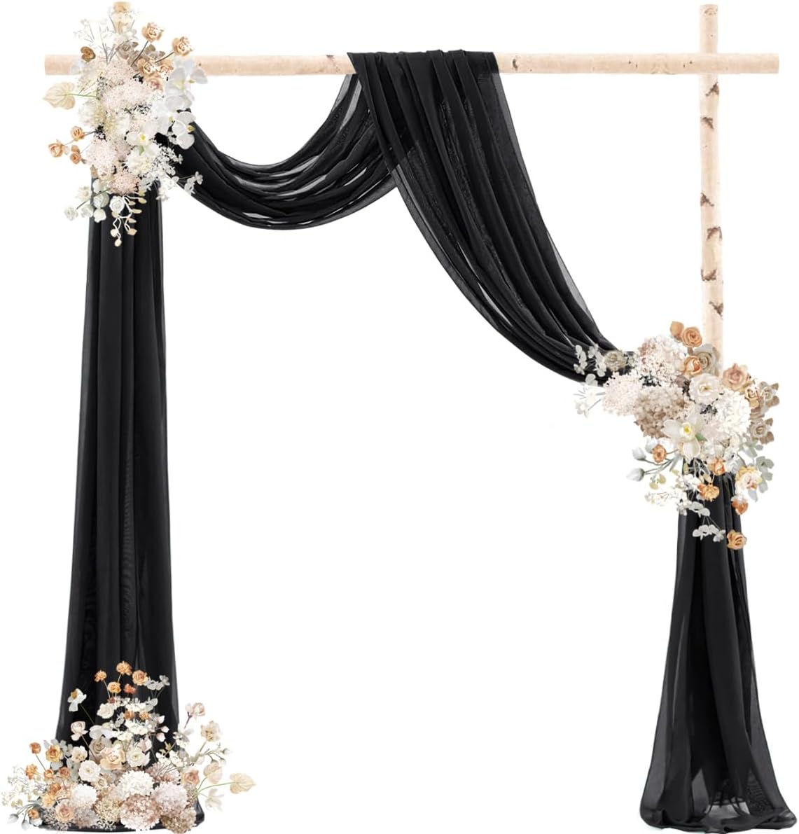 Black Wedding Arch Draping Fabric 29" x 20 FT Black Drapes for Backdrop Sheer Curtains Wedding
