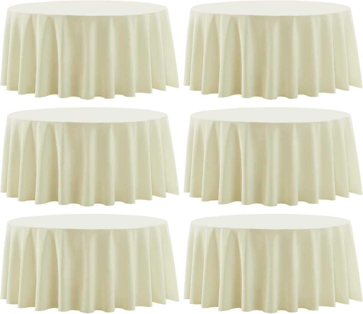 Round Tablecloth 6 Pack 90 Inch Ivory Tablecloths Washable Decorative Linen Polyester Table Clothes