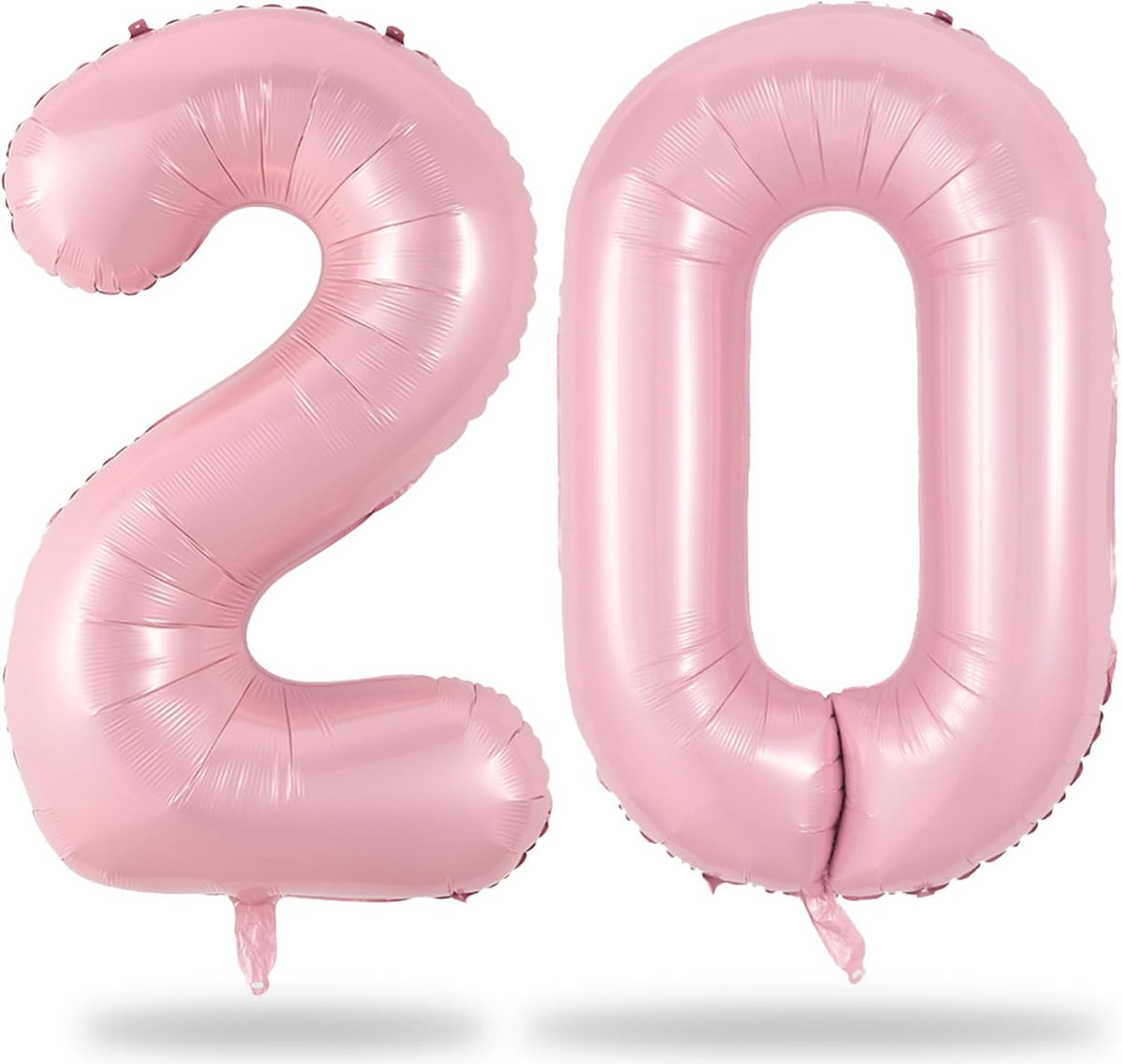 40 Inch 20th Birthday Balloon for Women - Pastel Pink Mylar Self Inflating 20 Balloon Numbers, Big