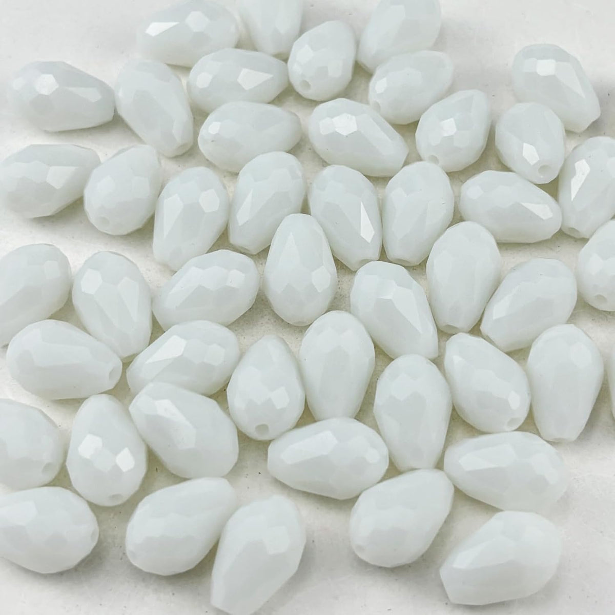 50pcs 10x15mm Teardrop Crystal Glass Beads for Jewelry Making, Faceted Vertical Hole Teardrop Glass