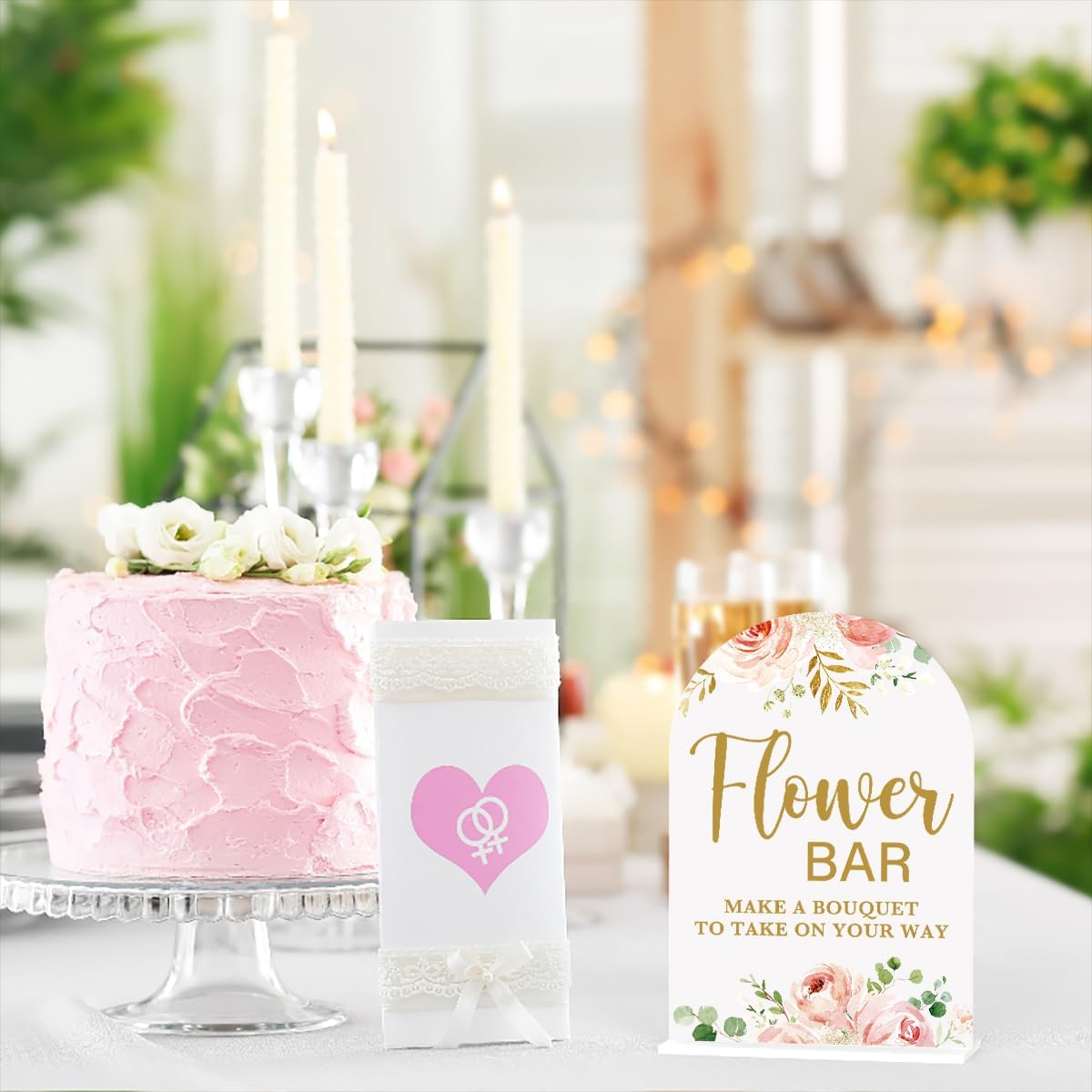 Acrylic Wedding Signs, Flower Bar Desk Decor, Flower Bar Signs for Ceremony, Modern Calligraphy