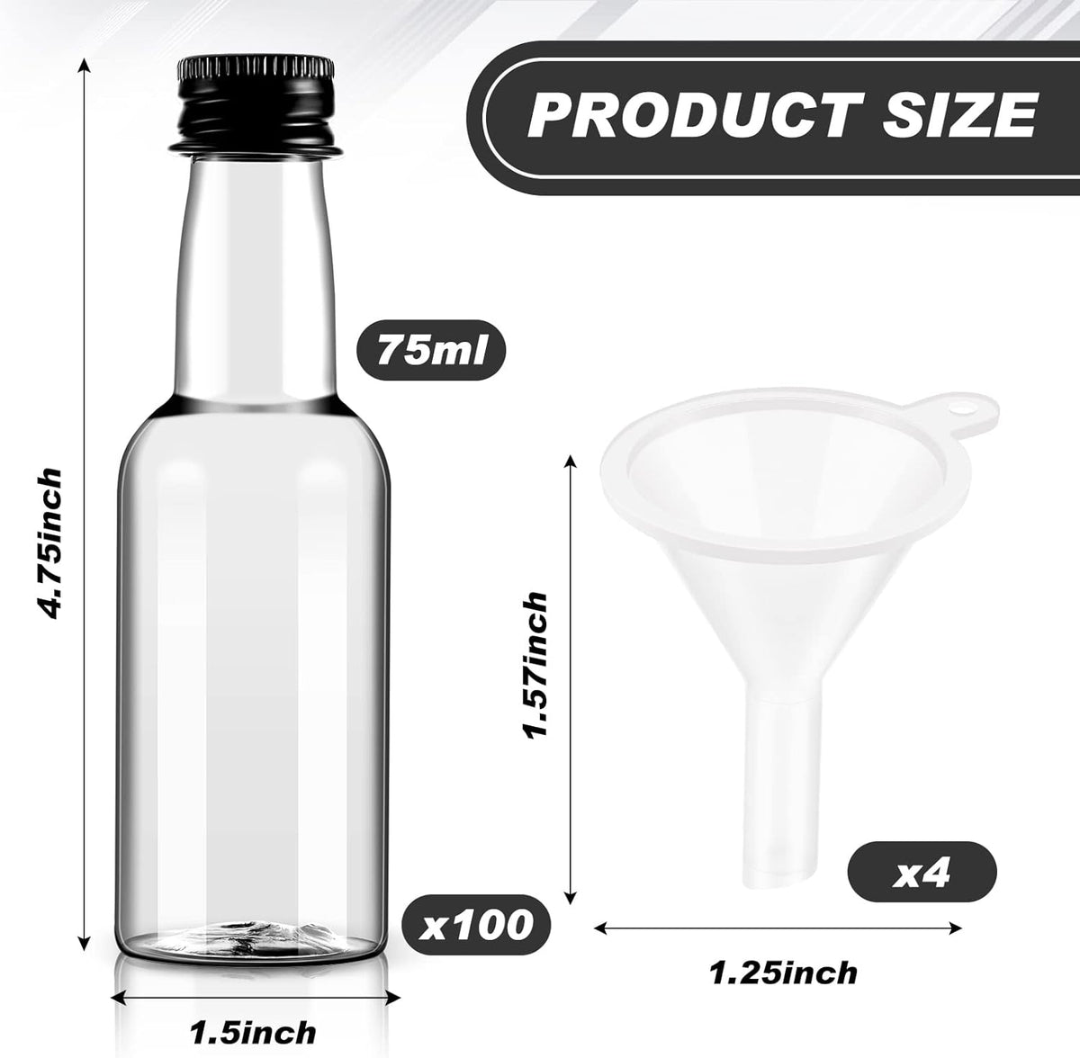 Tessco 100 Pcs Mini Liquor Bottles Plastic Mini Salad Dressing Bottle Christmas Small Shooter