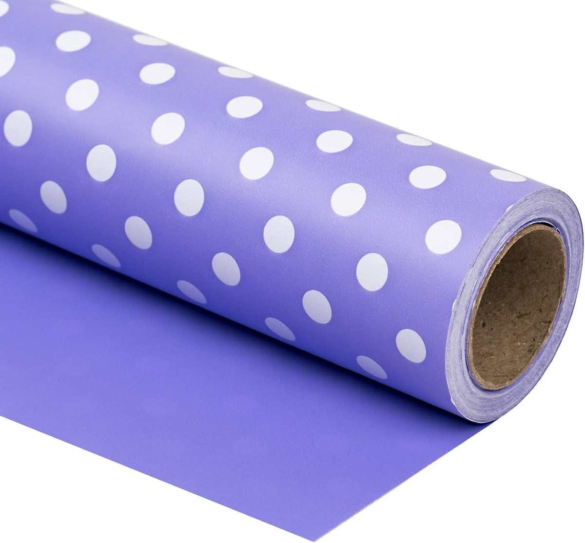 WRAPAHOLIC Reversible Wrapping Paper - Mini Roll - 17 Inch X 33 Feet - Light Purple and Polka Dot