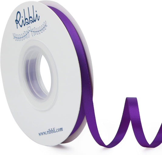 Ribbli Purple Double Faced Satin Ribbon,1/4” x Continuous 25 Yards,Use for Craft Bows Bouquet, Gift