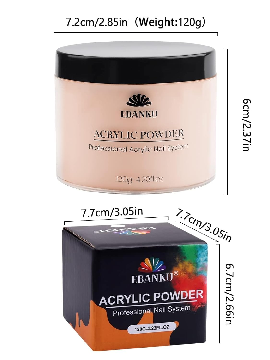 EBANKU Nude Acrylic Powder, 120g/4.23oz Acrylic Powder Large Capacity Professional Acrylic Nail