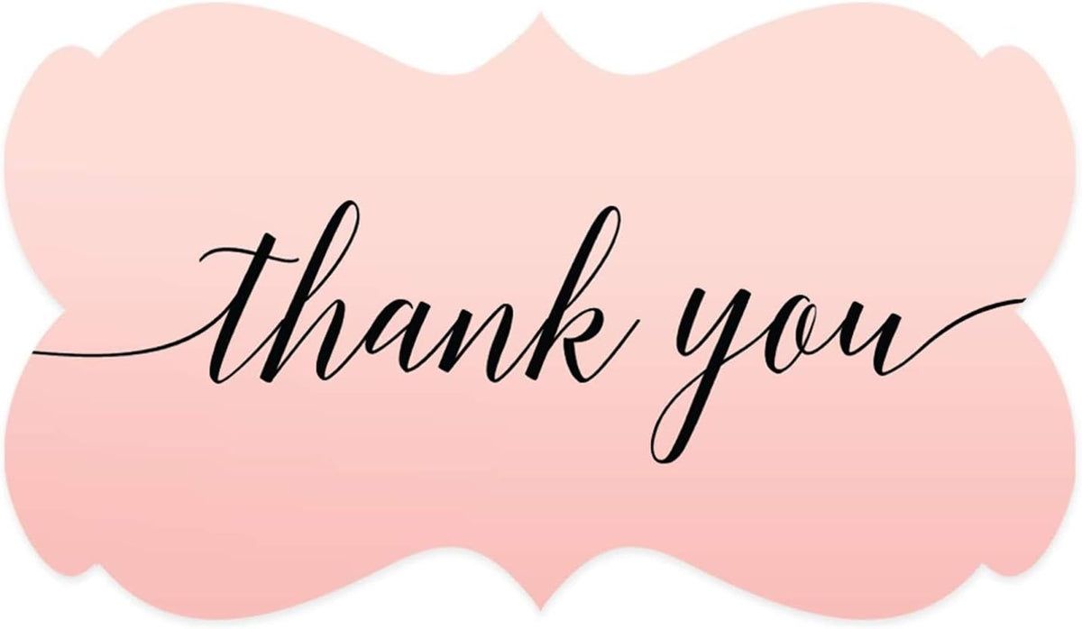 Andaz Press Blush Pink Rose Elegant Party Collection, Fancy Frame Label Stickers, Thank You