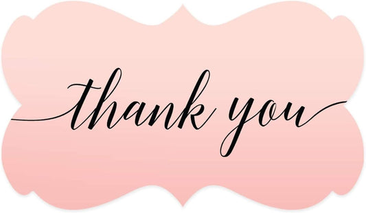 Andaz Press Blush Pink Rose Elegant Party Collection, Fancy Frame Label Stickers, Thank You