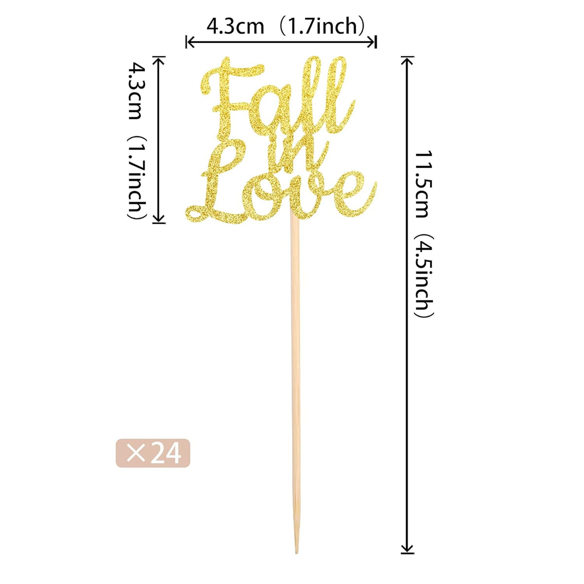 24 PCS Fall in Love Cupcake Toppers Glitter Bridal Shower Cupcake Picks Wedding Engagement